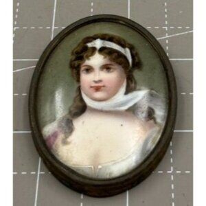 Antique Hand-Painted Miniature Porcelain 1900s Queen Louise of Prussia
